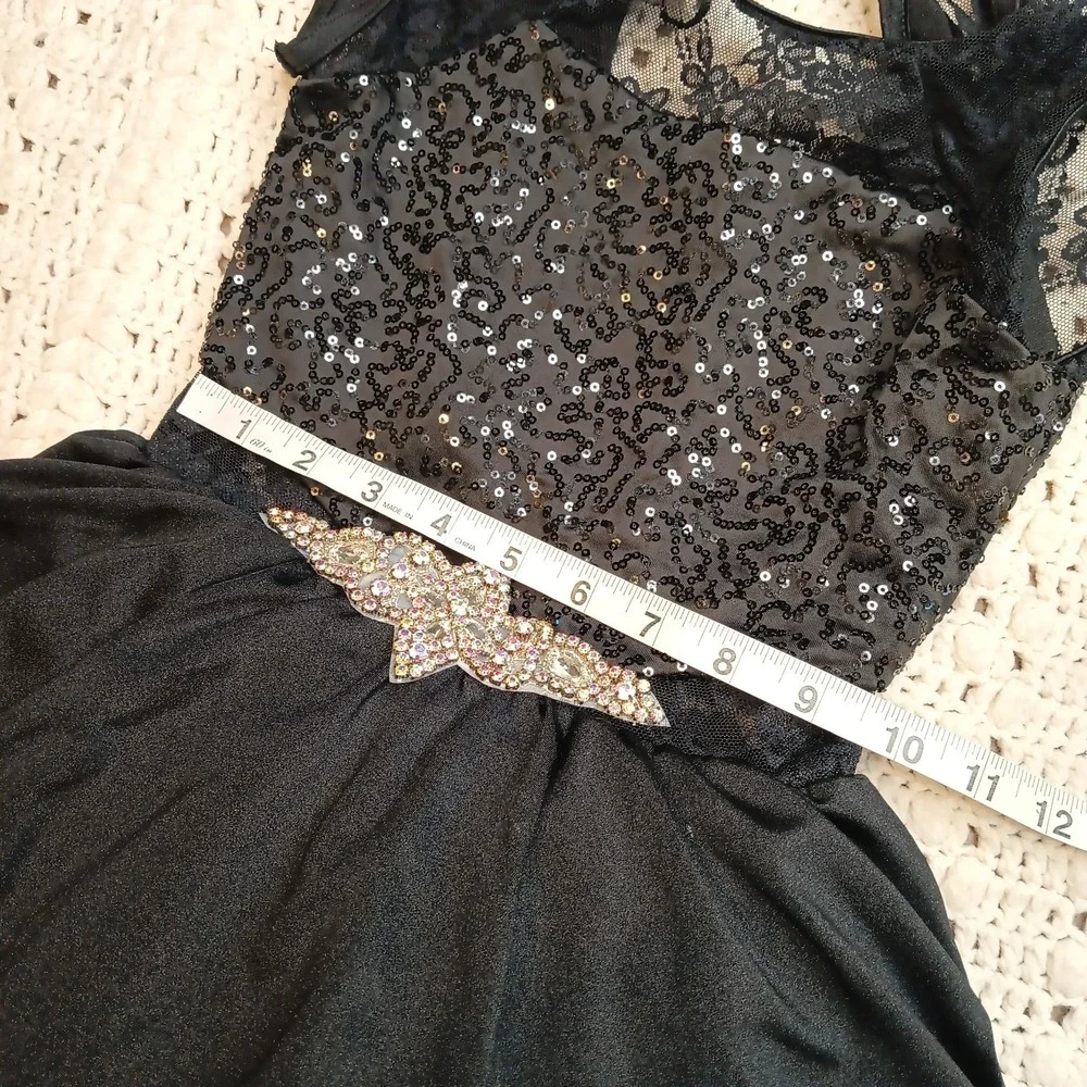 Weissman Dance‎ Costume IC Black Rhinestone Leotard Recital Competition Sequin